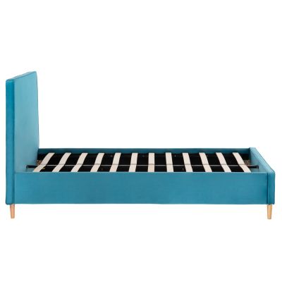 BED WITH MATTRESS MAYLIN HM21281.02 TURQUOISE (BLUE-GREEN) VELVET--FOR MATTRESS 120x200cm