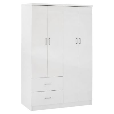 ГРАДЕРОБ С 4 ВРАТИ И 2 ЧЕКМЕДЖЕТА HM339.05 БЯЛ 120Χ42,5Χ180,5 см.
