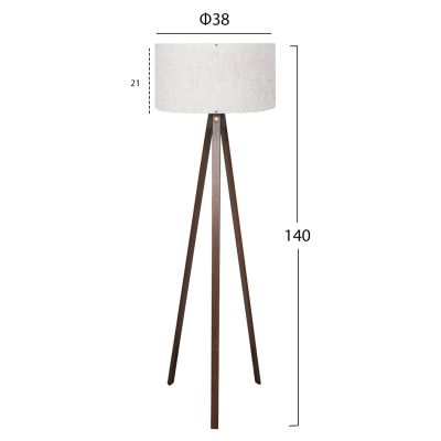 FLOOR STANDING LAMP HM7578.02 WALNUT COLOR TRIPOD, OFF-WHITE CAP
