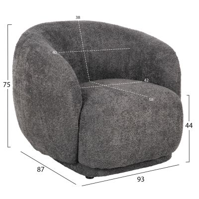 ARMCHAIR KARPEN HM9600.01 GREY BOUCLE FABRIC 93x87x78H cm.