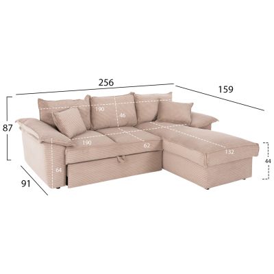 ЪГЛОВ РАЗТЕГАТЕЛ С МЯСТО ЗА СЪХРАНЕНИЕ ALDO HM3276.01R БЕЖОВ ДАМАС 256x91-159x87Hcm.