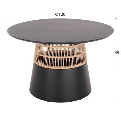 ROUND TABLE SAEID HM6106.01 ALUMINUM IN ANTHRACITE-SYNTHETIC ROPE IN BEIGE Φ120x75Hcm.