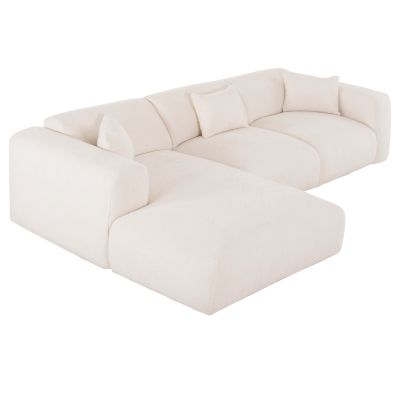 CORNER SOFA (LEFT) BRICKEN HM3275.02L WHITE FABRIC 110-282x98-160x72Hcm.