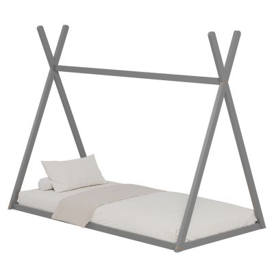 BED FOR KIDS MUNK HM681.05 t.MONTESSORI SOLID PINE WOOD IN GREY- 190x90cm.