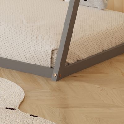 BED FOR KIDS MUNK HM681.05 t.MONTESSORI SOLID PINE WOOD IN GREY- 190x90cm.