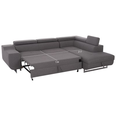 CORNER SOFA-BED WITH STORAGE SPACE ENCORE HM3301.01R GREY FABRIC 285x205x90Hcm.