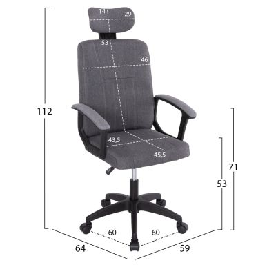 ОФИС СТОЛ NIMBLE HM1199.12 СИВ ПЛАТ-ЧЕРНА НАЙЛОНОВА КОНСТРУКЦИЯ И ОСНОВА 51x61x130Hcm.