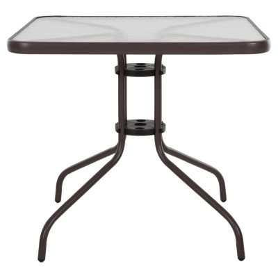 OUTDOOR TABLE SQUARE FIGO HM5972.02 BROWN METAL-GLASS TABLETOP 80Χ80Χ71Hcm