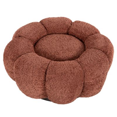 ТАБУРЕТКА КРЪГЛА KRIPP HM9602.02 РОЗОВО БУКЛЕ-ЧЕРНА МЕТАЛНА ОСНОВА Φ60x31Hсм.