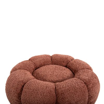 ТАБУРЕТКА КРЪГЛА KRIPP HM9602.02 РОЗОВО БУКЛЕ-ЧЕРНА МЕТАЛНА ОСНОВА Φ60x31Hсм.