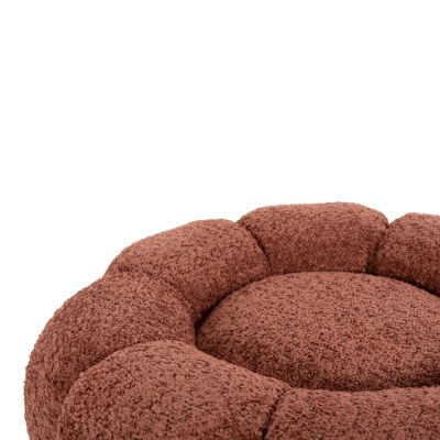 ТАБУРЕТКА КРЪГЛА KRIPP HM9602.02 РОЗОВО БУКЛЕ-ЧЕРНА МЕТАЛНА ОСНОВА Φ60x31Hсм.