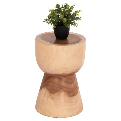 ROUND STOOL MAMBA HM9901.11 SOLID SUAR WOOD IN NATURAL COLOR Φ30x45Hcm.