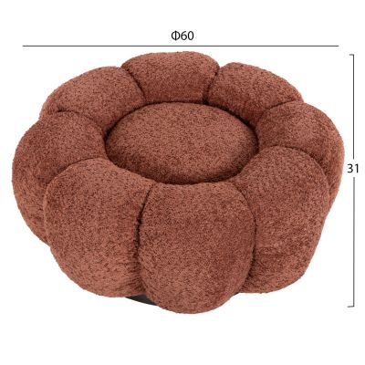 STOOL ROUND KRIPP HM9602.02 PINK BOUCLE-BLACK METAL BASE Φ60x31Hcm.