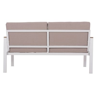 OUTDOOR 2-SEATER SOFA SAFIN HM6279.01 ALUMINUM IN WHITE-BEIGE CUSHIONS 140x70x77Hcm.