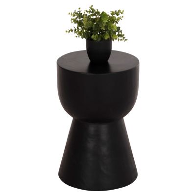 ROUND STOOL MAMBA HM9901.12 SOLID SUAR WOOD IN BLACK COLOR Φ30x45Hcm.