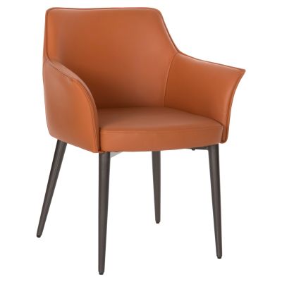 DINING CHAIR HELM HM9767.01 CAMEL-COLORED PU-GREY METAL LEGS 61x56x77Hcm.