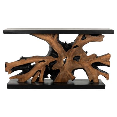 CONSOLE HM9356 SOLID TEAK NATURAL-BLACK 150X40X80H