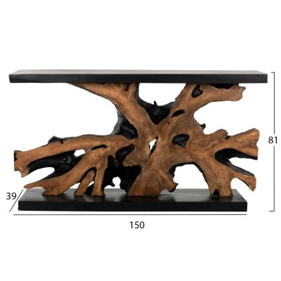 CONSOLE HM9356 SOLID TEAK NATURAL-BLACK 150X40X80H