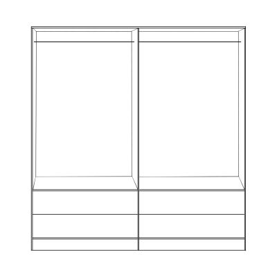 WARDROBE 4-LEAF WITH 4 DRAWERS REINA HM21257 MELAMINE IN WHITE-SONAMA COLOR 160x42.5x180.5Η