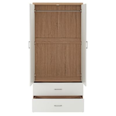 WARDROBE 4-LEAF WITH 4 DRAWERS REINA HM21257 MELAMINE IN WHITE-SONAMA COLOR 160x42.5x180.5Η