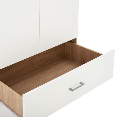 WARDROBE 4-LEAF WITH 4 DRAWERS REINA HM21257 MELAMINE IN WHITE-SONAMA COLOR 160x42.5x180.5Η