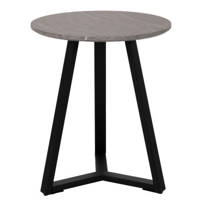 ПОМОЩНА МАСА HM9587.02 MDF СИВ МРАМОР-ЧЕРНА МЕТАЛНА ОСНОВА Φ45x55Hcm.