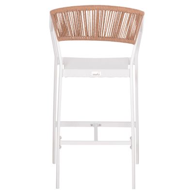 БАР СТОЛ АЛУМИНИЕВ БЯЛ HM5892.12 СРЕДЕН ВИСОЧИН С РАБОТИ-РАТАН&ТЕКСТЛИНИЯ 56.5x57x99.5см.