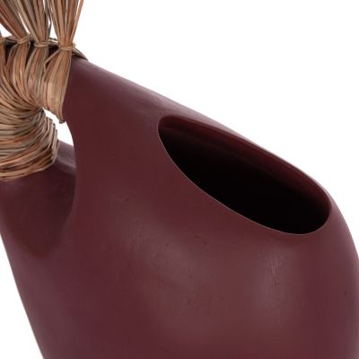 TABLE DECORATIVE VASE ALICA2 HM4671.06 TERRACOTA IN MAROON RED & GRASS--44x18x50Hcm.