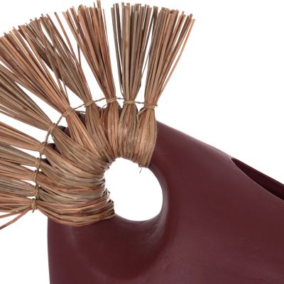 TABLE DECORATIVE VASE ALICA2 HM4671.06 TERRACOTA IN MAROON RED & GRASS--44x18x50Hcm.