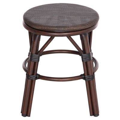 ALUMINUM ROUND STOOL CHINO HM6285.01 BAMBOO LOOK BROWN-TEXTILENE BROWN Φ36x46Hcm.
