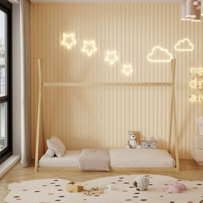 BED FOR KIDS MUNK HM681.01 t.MONTESSORI SOLID PINE WOOD IN NATURAL FOR MATTRESS 190x90cm.