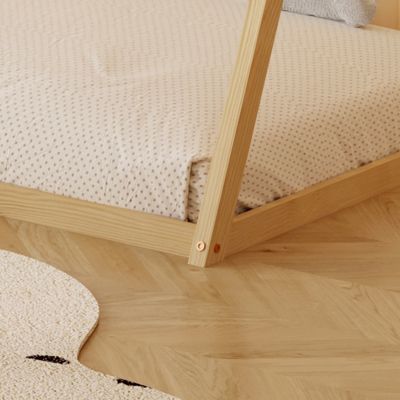 BED FOR KIDS MUNK HM681.01 t.MONTESSORI SOLID PINE WOOD IN NATURAL FOR MATTRESS 190x90cm.