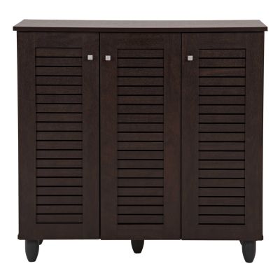 SHOE CABINET PROLLY HM9609.01 MELAMINE IN WENGE-3 DOORS-4 SHELVES 87x32x88Hcm.