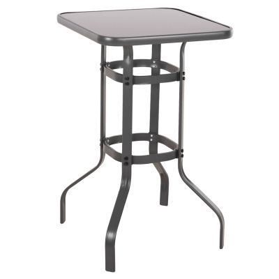 BAR TABLE SQUARE FIGGY HM6066.01 METALLIC GREY-TEMPERED GLASS 60x60x100Hcm.