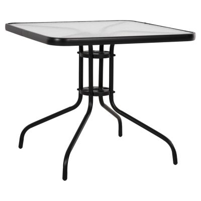 OUTDOOR TABLE SQUARE FIGO HM5972.03 BLACK METAL-GLASS TABLETOP 80Χ80Χ71Hcm