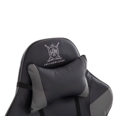 Геймърско кресло DARREN HM1203.10 ЧЕРНО-СИВО PVC & НАЙЛОН 51x49x125Hcm.