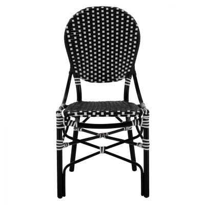 ALUMINUM CHAIR BAMBOO LOOK WITH WICKER BLACK WHITE HM5792.02 46x60x96 cm.