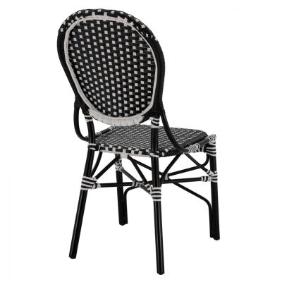ALUMINUM CHAIR BAMBOO LOOK WITH WICKER BLACK WHITE HM5792.02 46x60x96 cm.