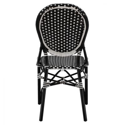 ALUMINUM CHAIR BAMBOO LOOK WITH WICKER BLACK WHITE HM5792.02 46x60x96 cm.