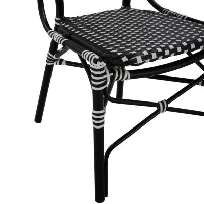 ALUMINUM CHAIR BAMBOO LOOK WITH WICKER BLACK WHITE HM5792.02 46x60x96 cm.
