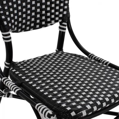 ALUMINUM CHAIR BAMBOO LOOK WITH WICKER BLACK WHITE HM5792.02 46x60x96 cm.