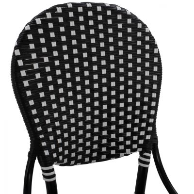 ALUMINUM CHAIR BAMBOO LOOK WITH WICKER BLACK WHITE HM5792.02 46x60x96 cm.