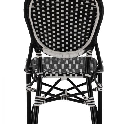 ALUMINUM CHAIR BAMBOO LOOK WITH WICKER BLACK WHITE HM5792.02 46x60x96 cm.