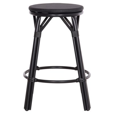 ALUMINUM MEDIUM HEIGHT BAR STOOL CHINO HM6286.02 BAMBOO LOOK & TEXTILENE IN BLACK 43x43x65Hcm.