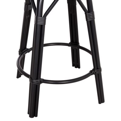 ALUMINUM MEDIUM HEIGHT BAR STOOL CHINO HM6286.02 BAMBOO LOOK & TEXTILENE IN BLACK 43x43x65Hcm.