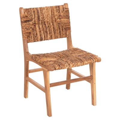 СТОЛ HM9399.11 ТИКОВО ДЪРВО С МАТИРАНЕ НА СЛАМА НА ОБЛЕГАЛКАТА И СЕДАЛКАТА НАТУРАЛЕН ЦВЯТ 51x60,5x88Hcm