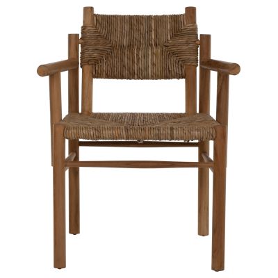 ARMCHAIR ROVER HM9378 SOLID TEAK & RUSH-MATT- NATURAL 53X55X82