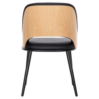 ТРАПЕЗЕН СТОЛ DELF HM9617.01 PU ЧЕРНО-ЧЕРНИ МЕТАЛНИ КРАКА-ДЪРВЕНА ГРЪБКА В НАТУРАЛ 48x55x76Hcm.