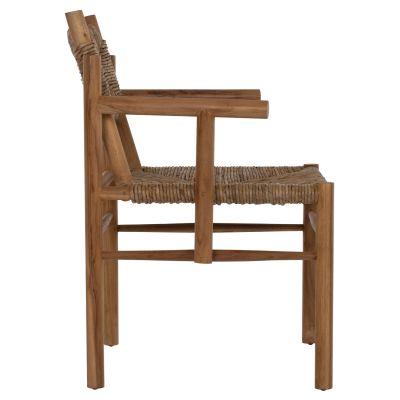 ARMCHAIR ROVER HM9378 SOLID TEAK & RUSH-MATT- NATURAL 53X55X82