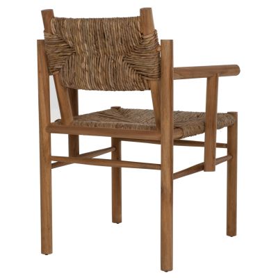 ARMCHAIR ROVER HM9378 SOLID TEAK & RUSH-MATT- NATURAL 53X55X82